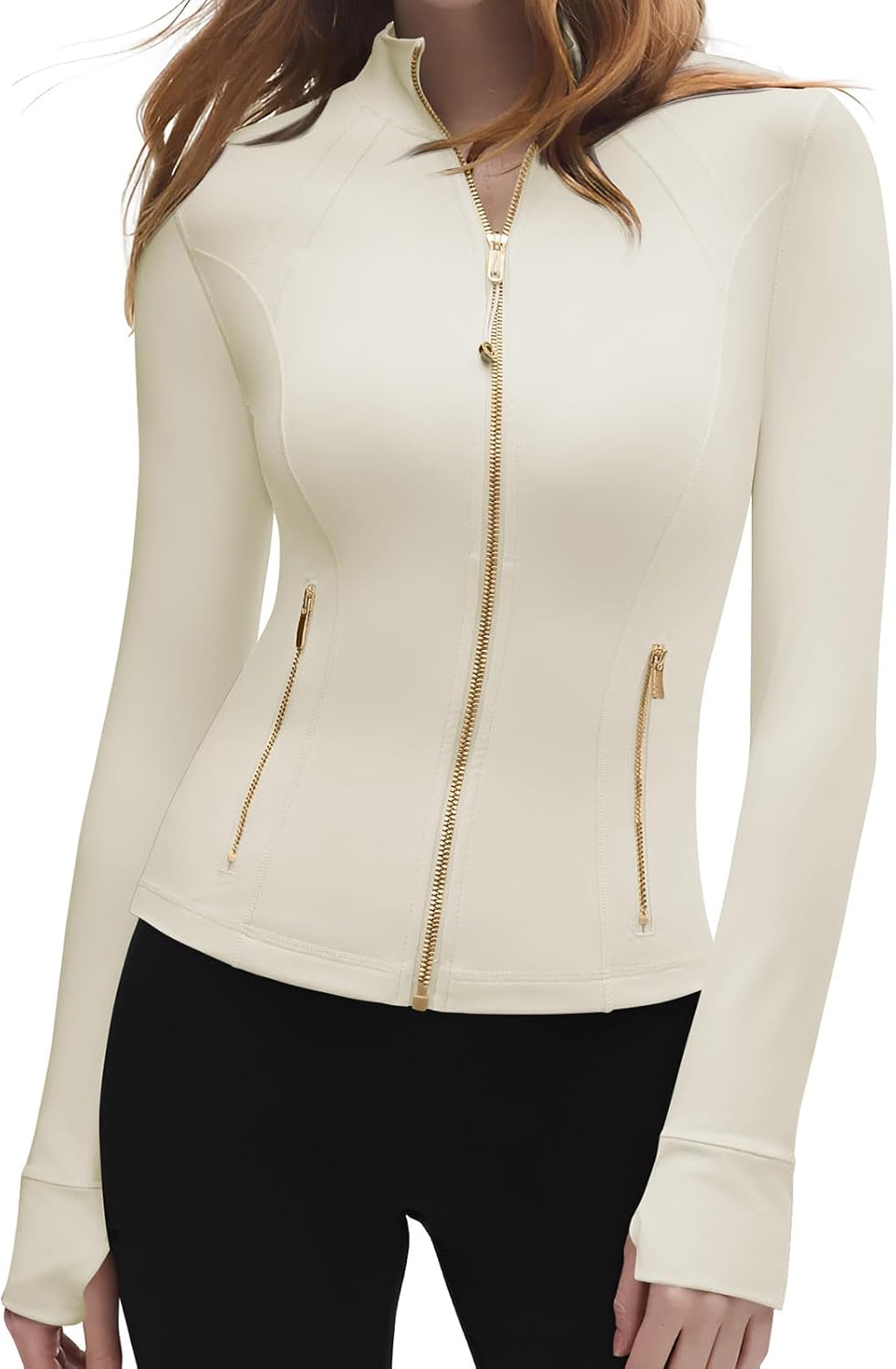 SUUKSESS Women Golden Full Zip Up Workout Cropped Jackets