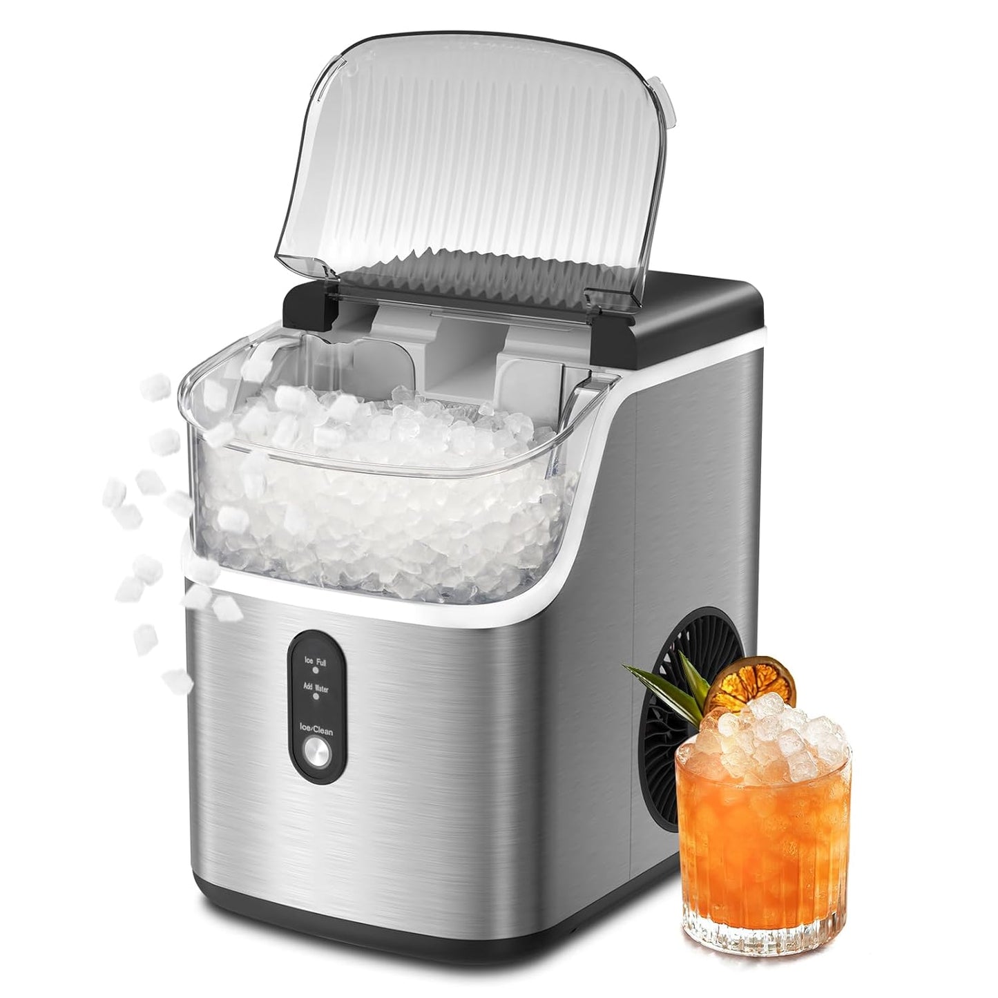 ZAFRO Nugget Ice Maker: 35lbs Daily, Self-Cleaning, Stainless Steel
