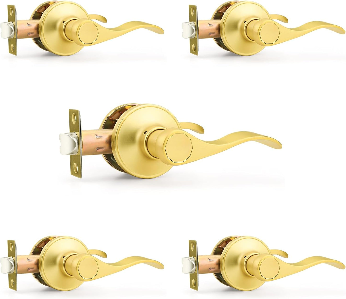 Probrico Passage Door Levers Gold Interior Door Handles 5 Pack