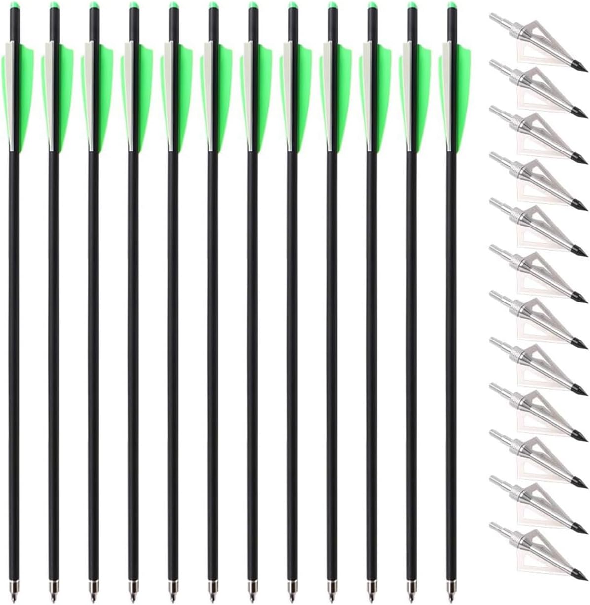 TOPARCHERY 12pcs 20in Carbon Crossbow Arrows with Broadheads