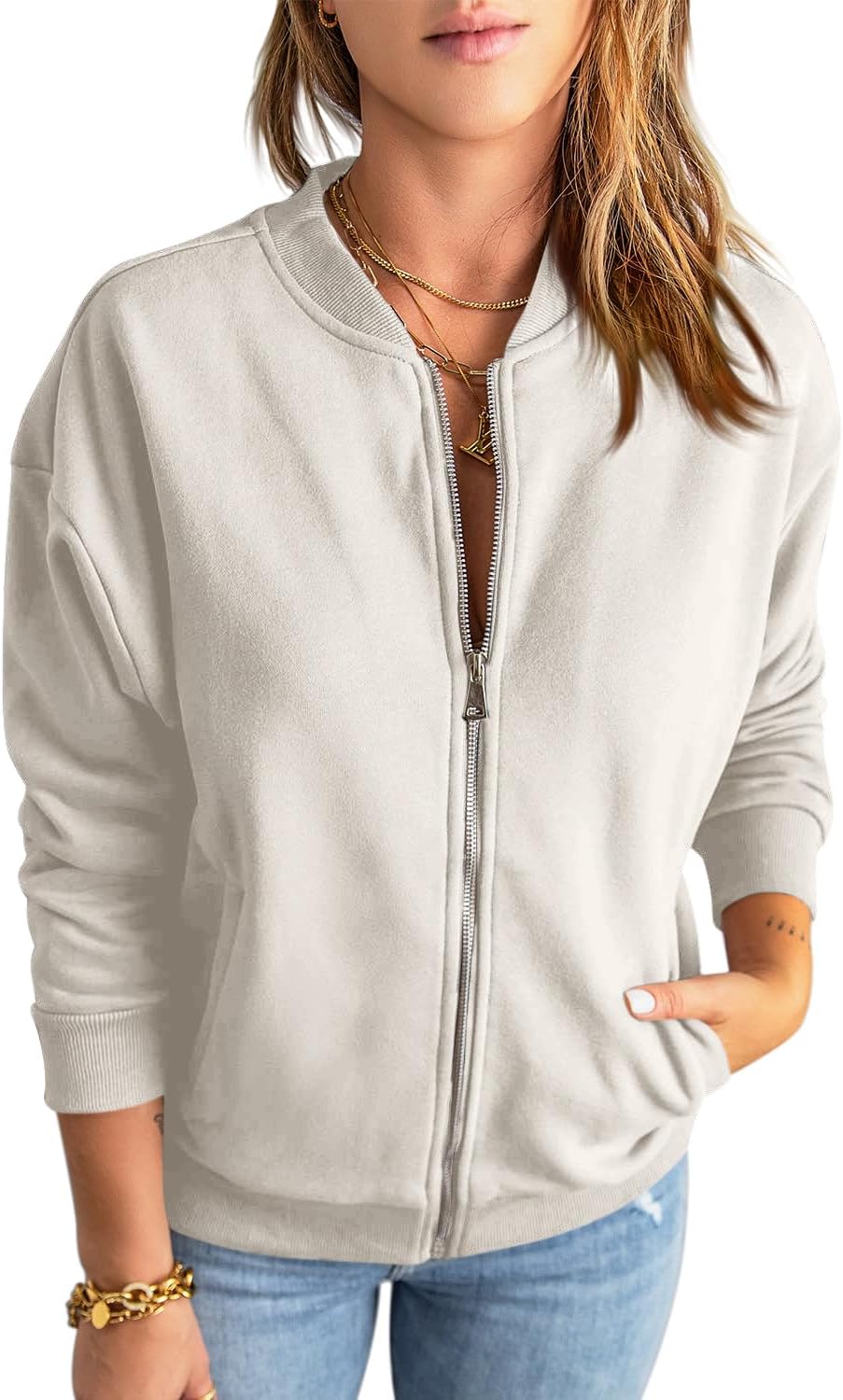 GeGekoko Womens Zip Up Sweatshirts for Casual Fall Style