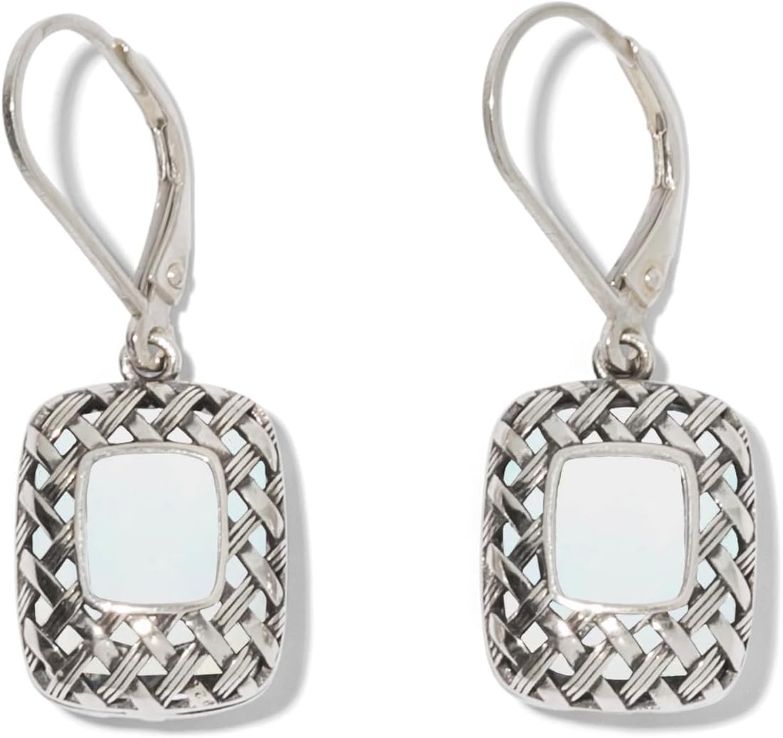 Handmade Vintage Quilted Square Leverback Earrings for Women