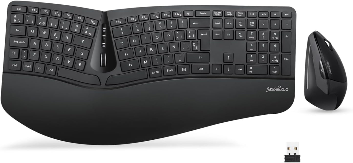 Teclado Ergonomico Inalambrico y Raton Vertical para Comodidad