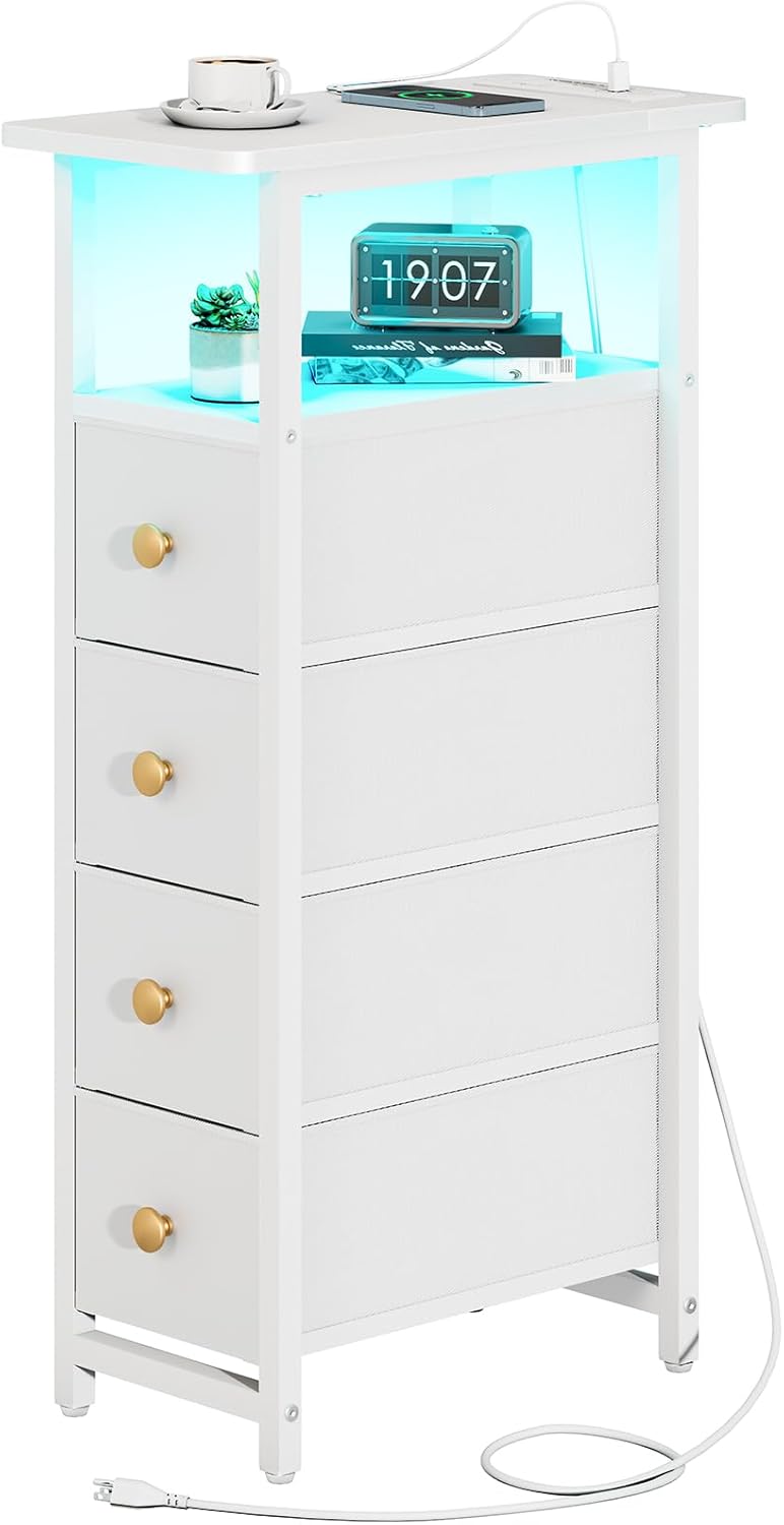 Yoobure Narrow Dresser for Bedroom with LED Charging Station
