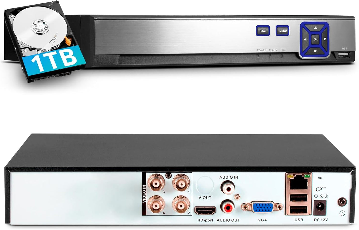 5MP 4-Channel Security Camera System with 1TB Hard Drive