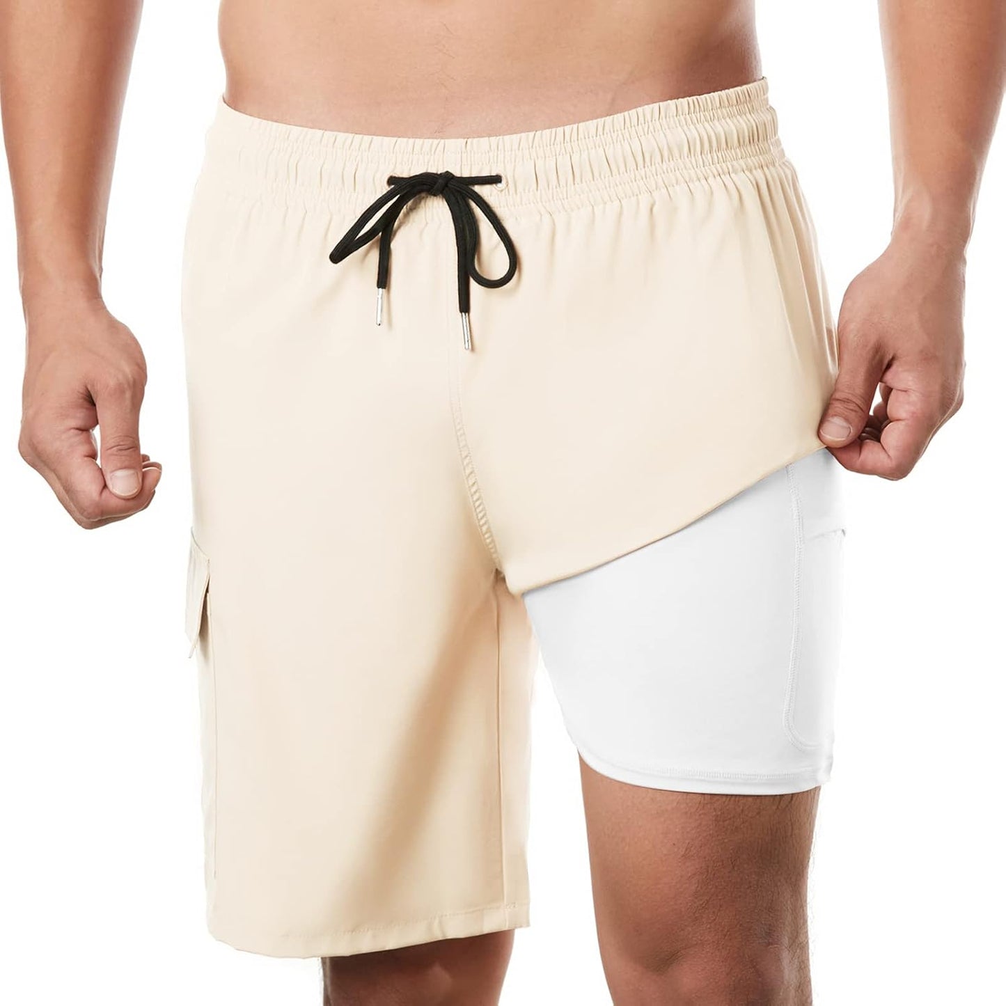 BRISIRA Mens Swim Trunks with Compression Liner for Comfort