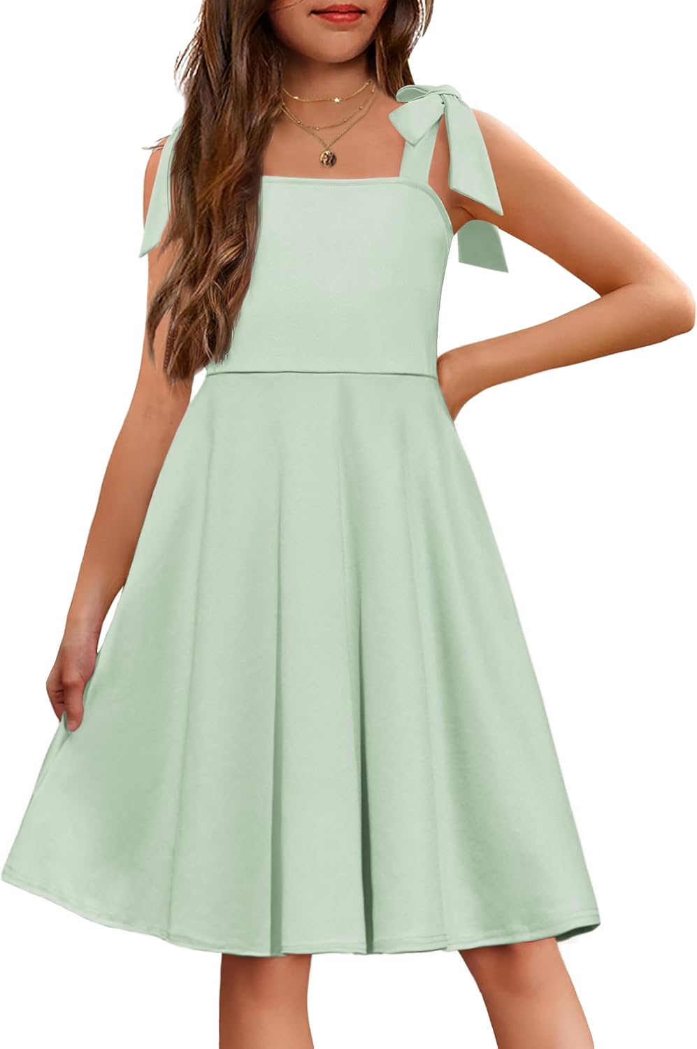 Arshiner Girls Summer Dress with Tie Straps for Parties