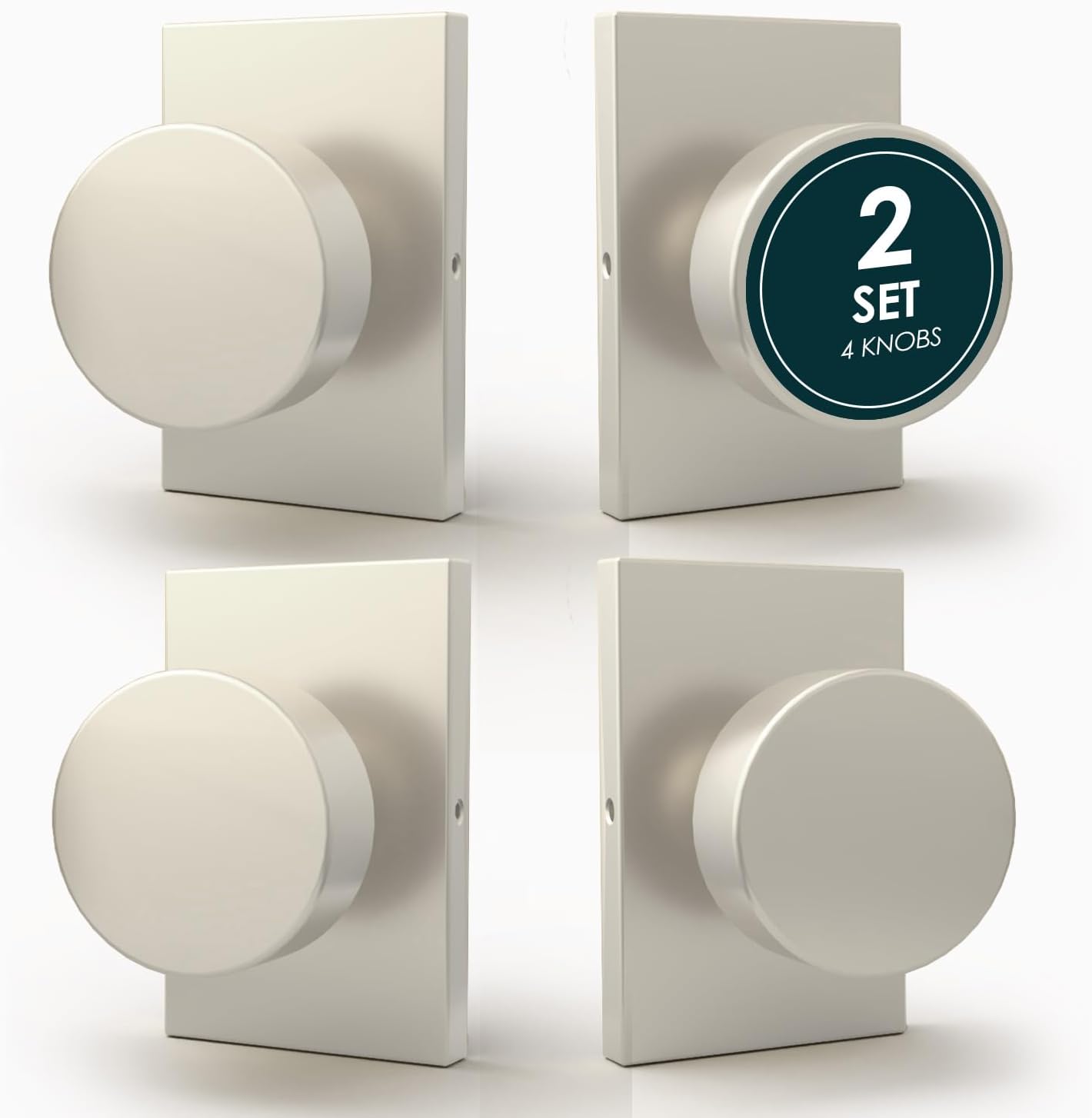 Mega Handles Dummy Door Knob - Heavy Duty Satin Nickel 4 Pack
