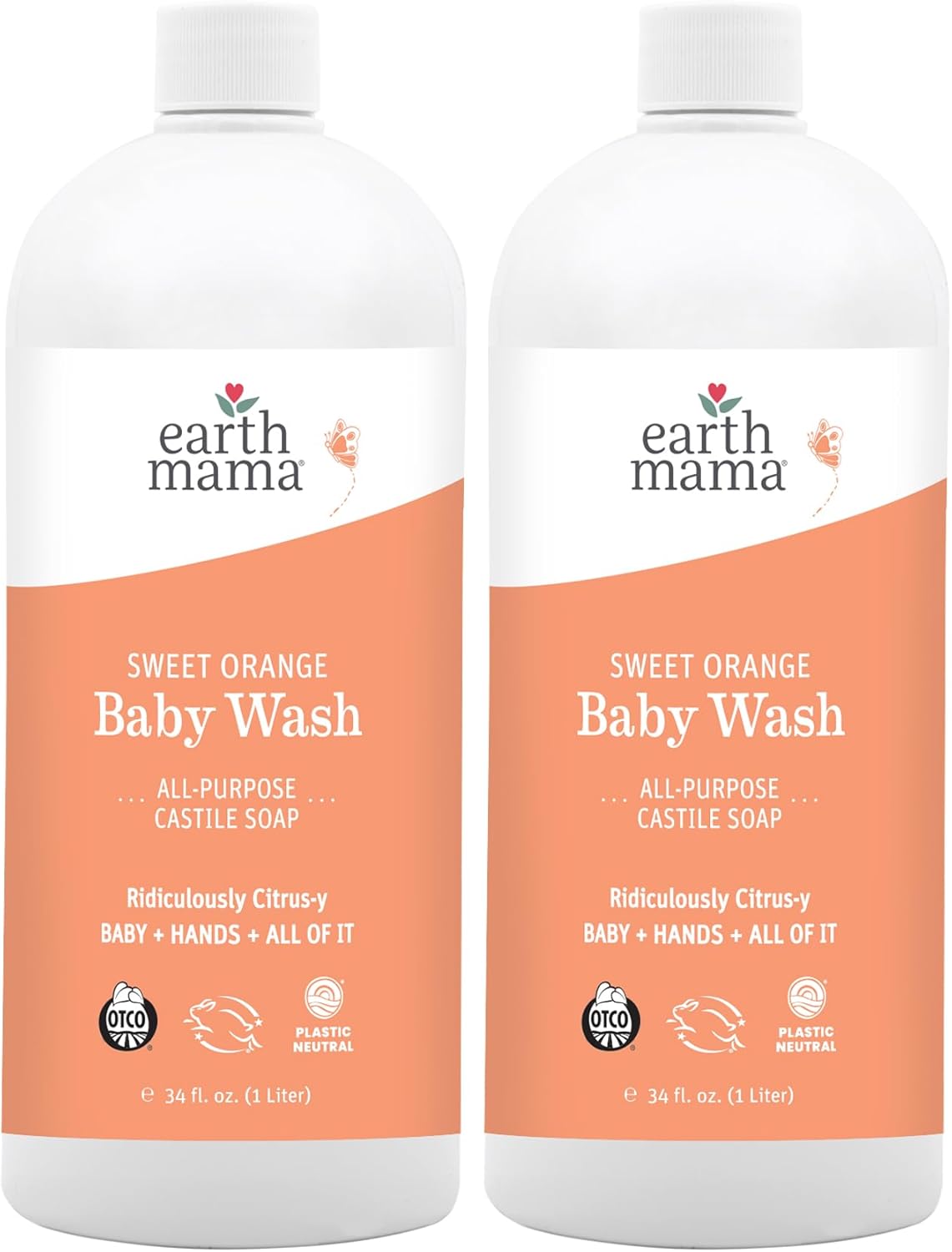Earth Mama Sweet Orange Baby Wash Liquid Soap Refill 34 fl oz