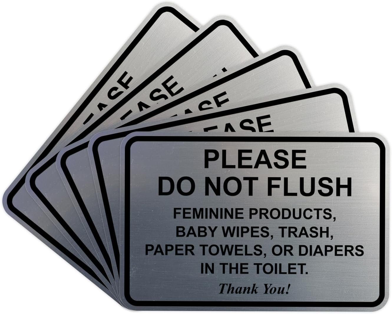 Classic Framed Please Do Not Flush Sign - 5 Pack for Restrooms