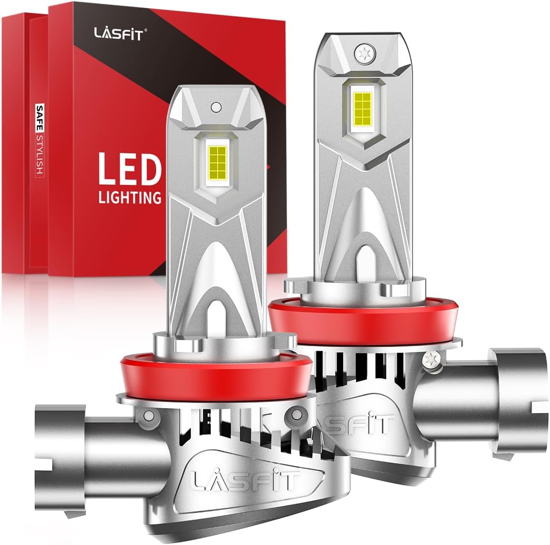 LASFIT BEAM H11 Bulbs - 30000lm Super Bright 6000K Cool White