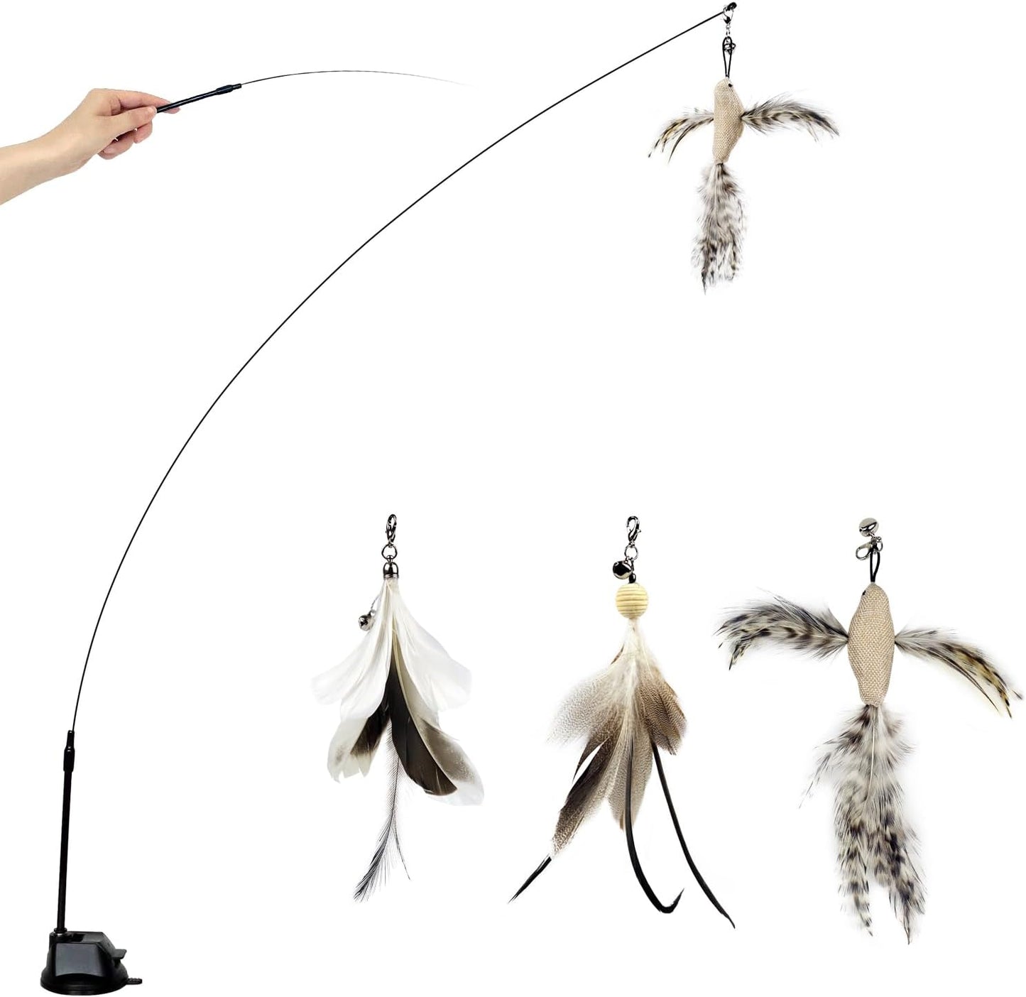 Suction Cup Bird Cat Wand Toy Set by TTcat