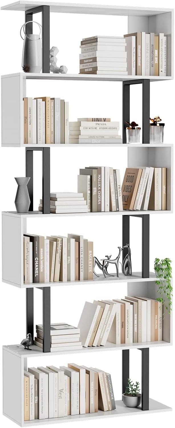 Gadroad 6 Tier Geometric Bookcase for Stylish Home Storage