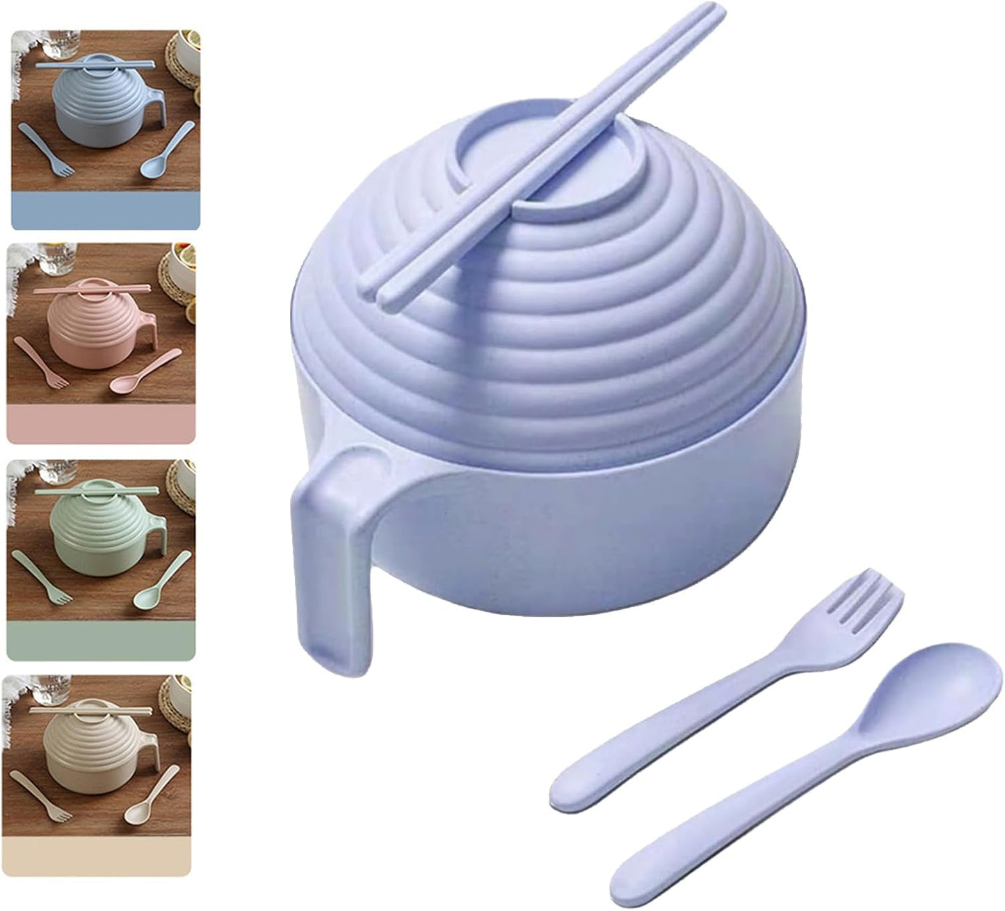 Portable Microwave Ramen Set with Utensils and Strainer