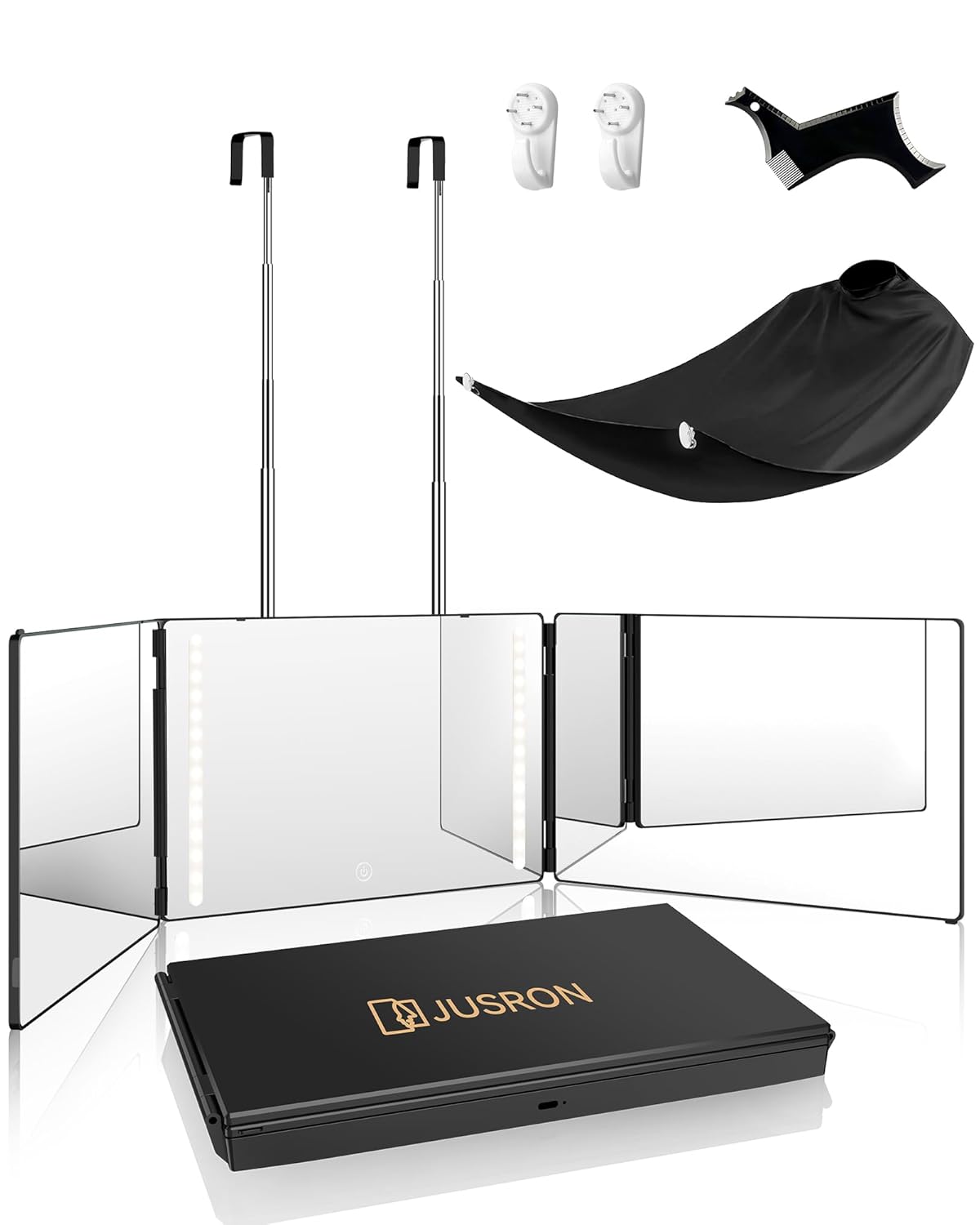 JUSRON 360 Viewing Angle Self Hair Cutting Mirror with LED