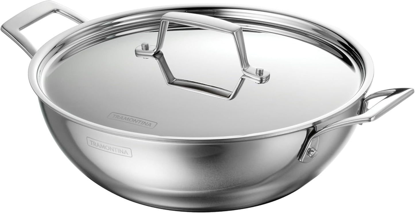 Tramontina Utsava 4-Quart Tri-Ply Clad Kadai for Cooking