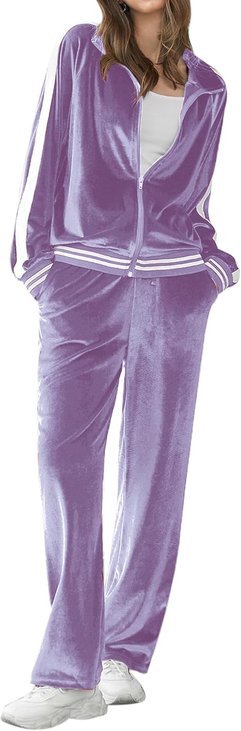 Ekouaer Women's Velvet Velor Tracksuits for Cozy Comfort