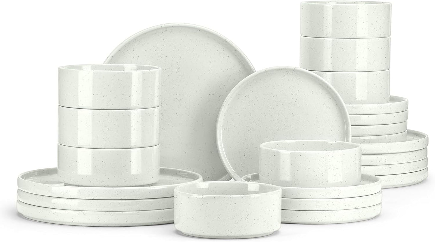 E-far Dinnerware Sets for 8, Modern Stoneware Plates & Bowls