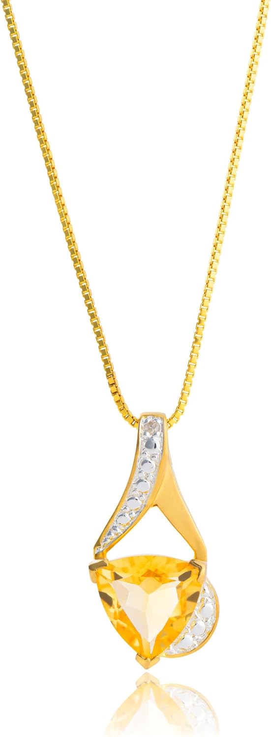 14k White Gold 8mm Cushion Cut Birthstone Pendant Necklace