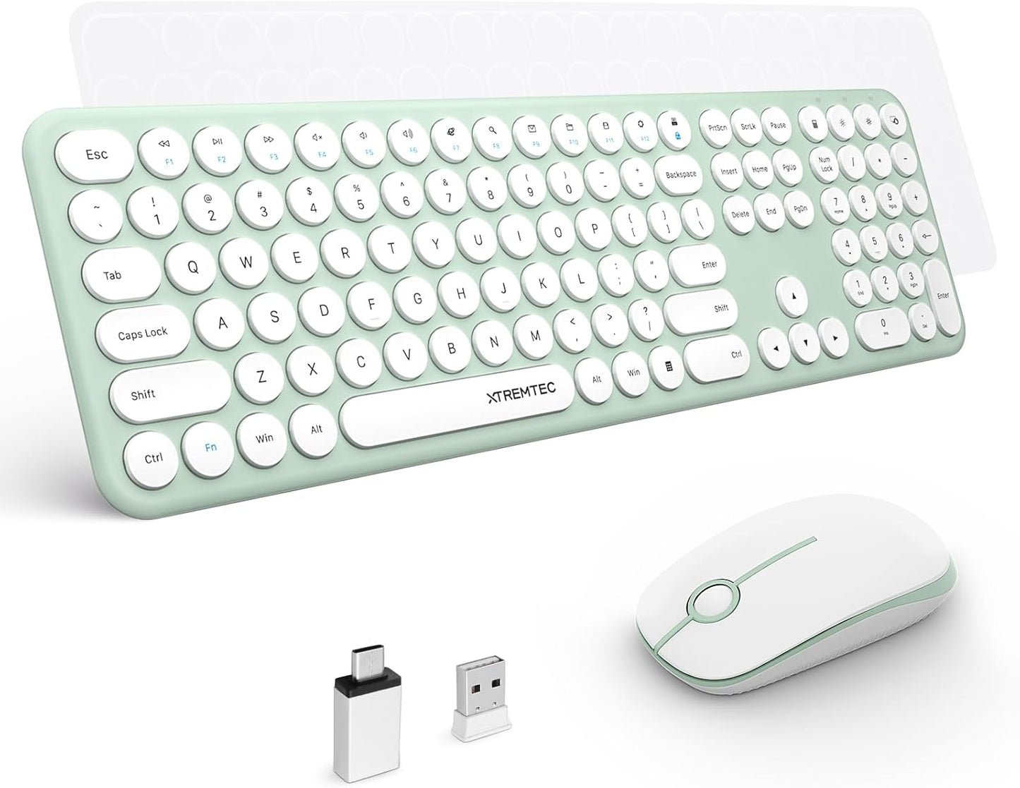 XTREMTEC Wireless Keyboard and Mouse Set for Retro Aesthetic