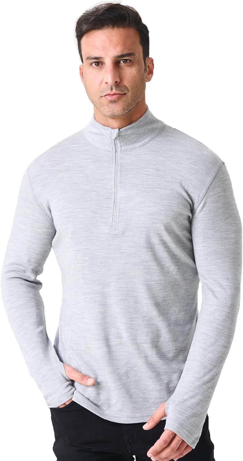 Merino Wool Base Layer for Men - Soft Long Sleeve Thermal Wear