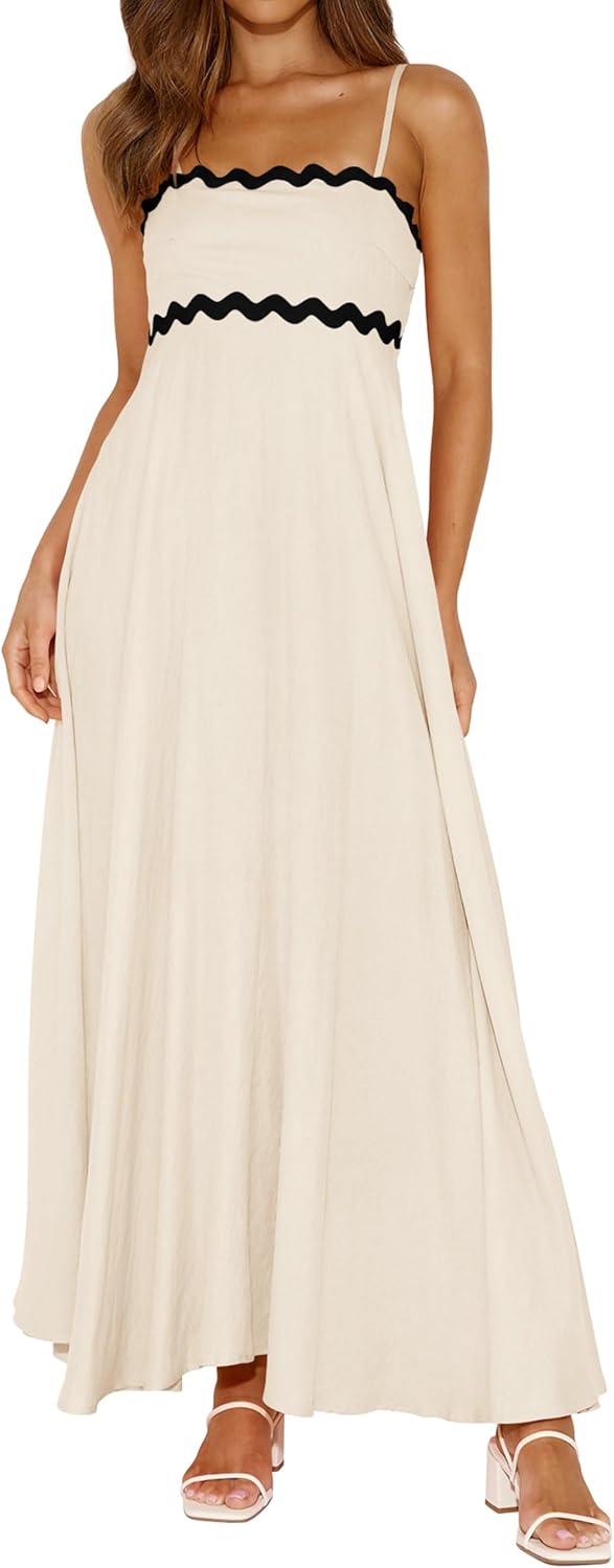 PRETTYGARDEN Womens Spaghetti Strap Maxi Dress for Summer Fun