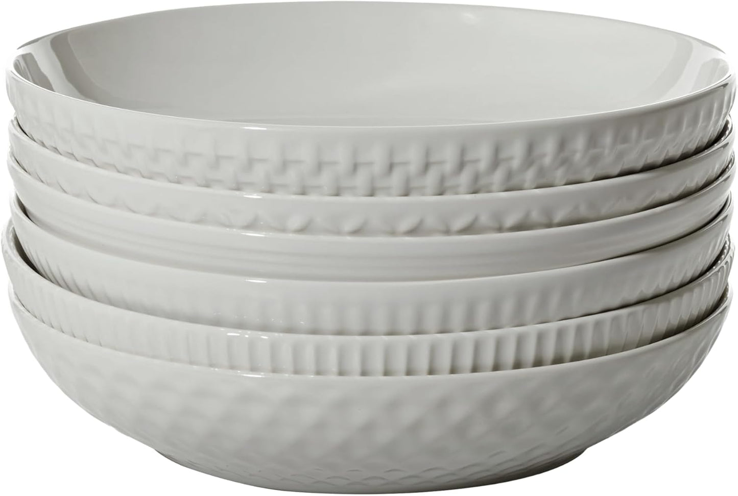 Maison Neuve Set of 6 White Ceramic Bowls for Dining and Gifts