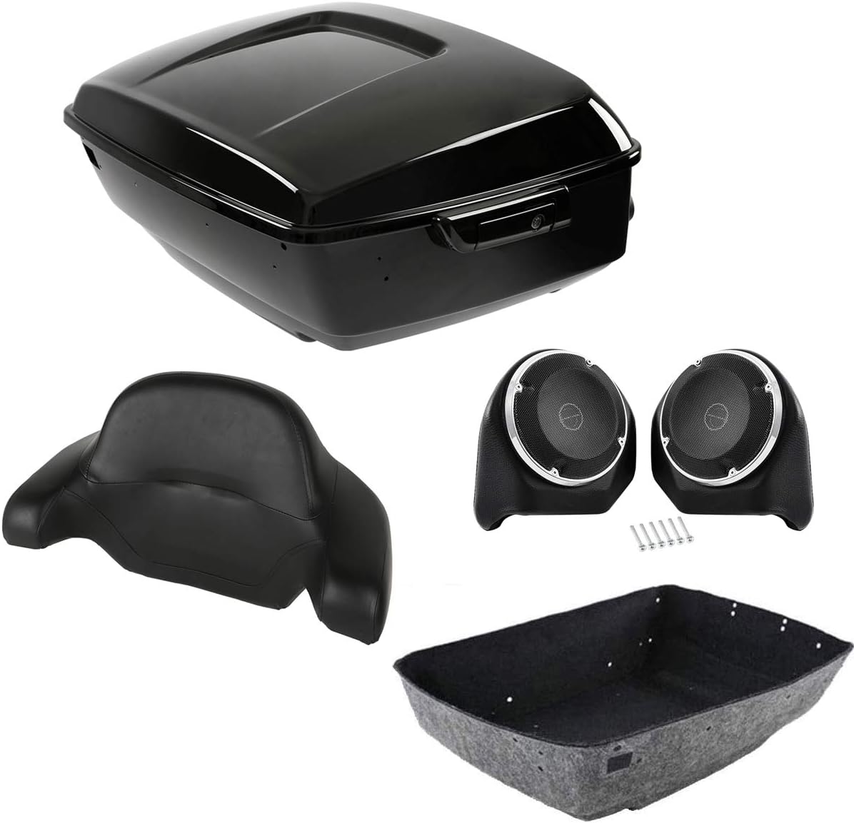TCMT King Motorcycle Trunk Box with Backrest and Speakers