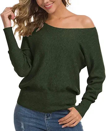 Feiersi Women's Off Shoulder Sweater for Cozy Style and Comfort