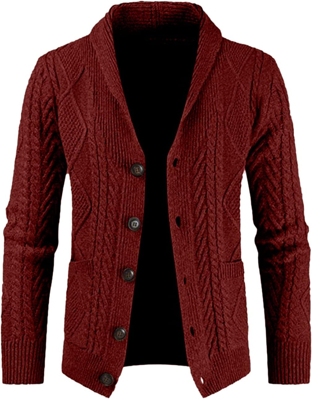JMIERR Men's Casual Wool Blend Long Sleeve Cardigan Sweater