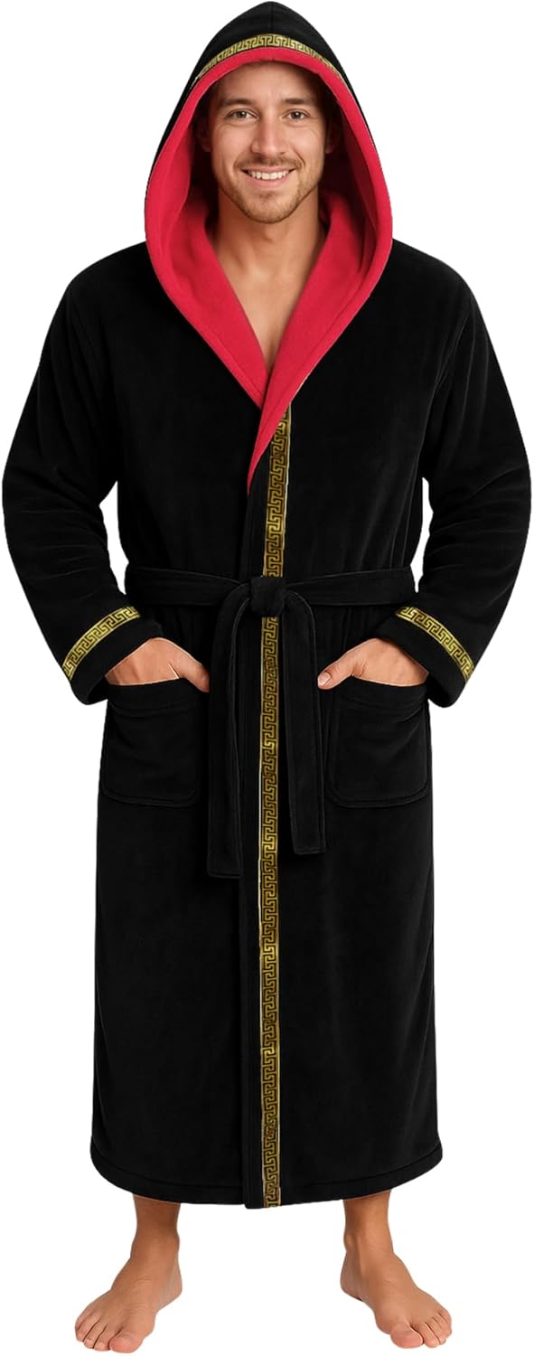 Yoimira Mens Robe with Hood for Big and Tall Comfort