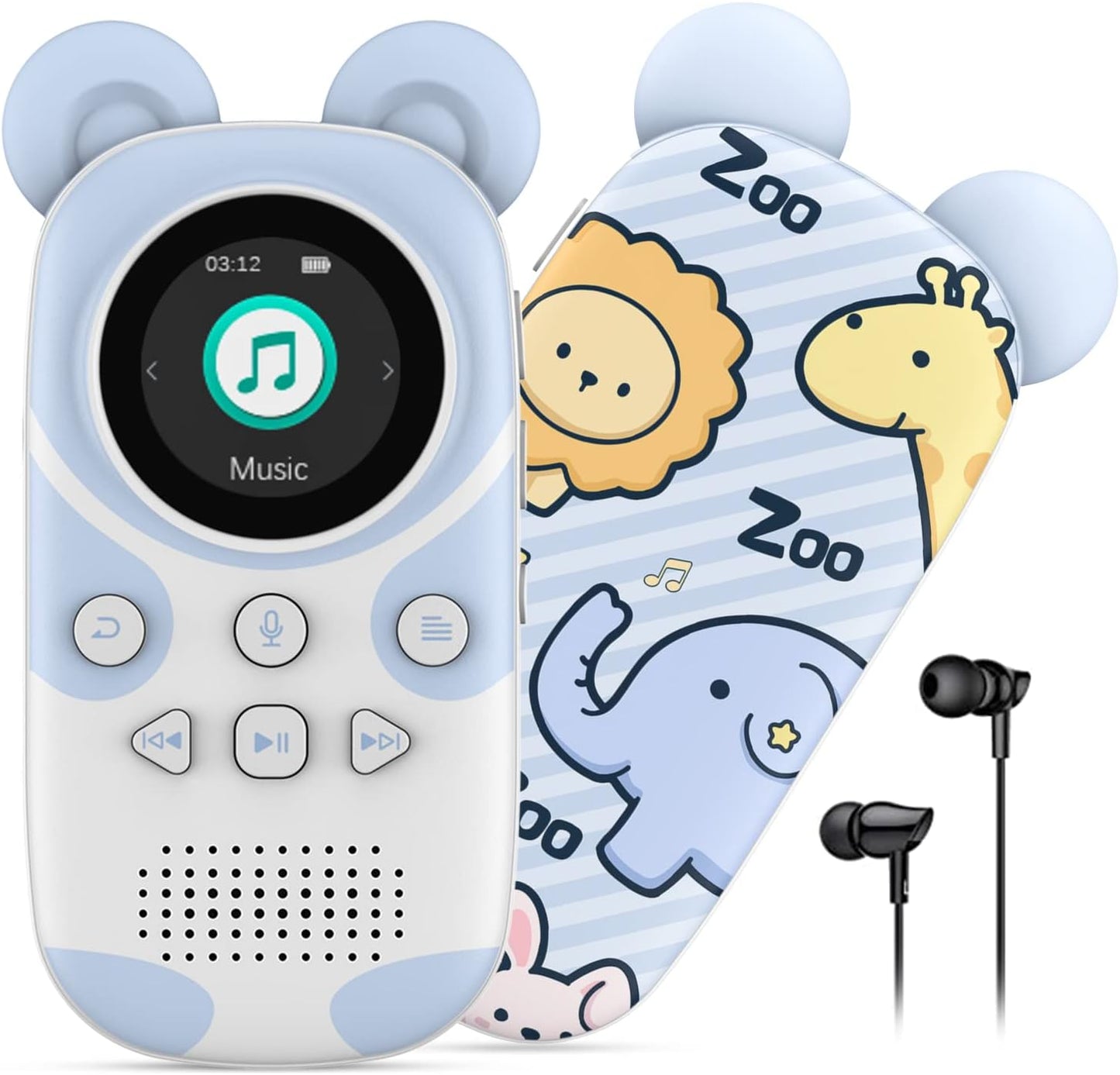 RUIZU 64GB Bluetooth MP3 Player for Kids - Cartoon Zoo Design