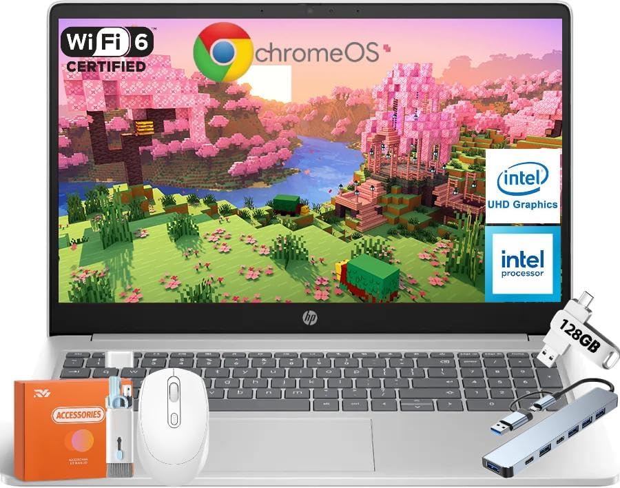 HP Chromebook Laptop with 15.6in HD Display and Intel N200