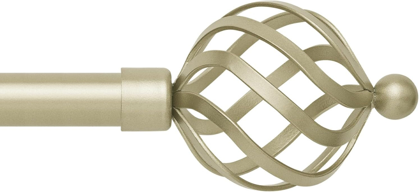 Adjustable Heavy Duty 3/4 Curtain Rod w/ Twisted Cage Finials - Coquilles