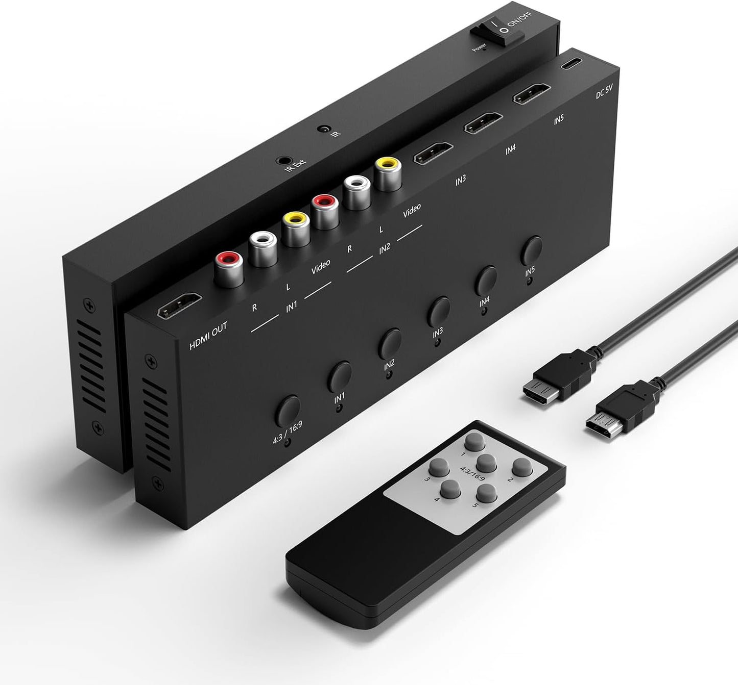 5 in 1 Out RCA/HDMI Switcher for 4K Gaming and Media Devices
