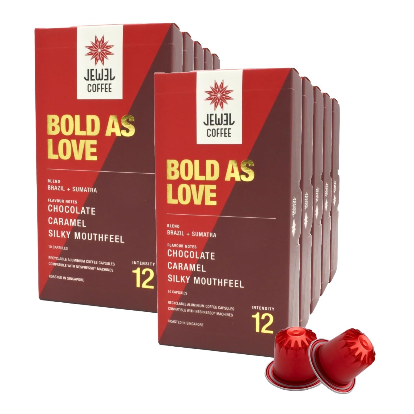 Bold As Love Coffee Pods - Intensity 12, 100% Arabica, Nespresso Compatible