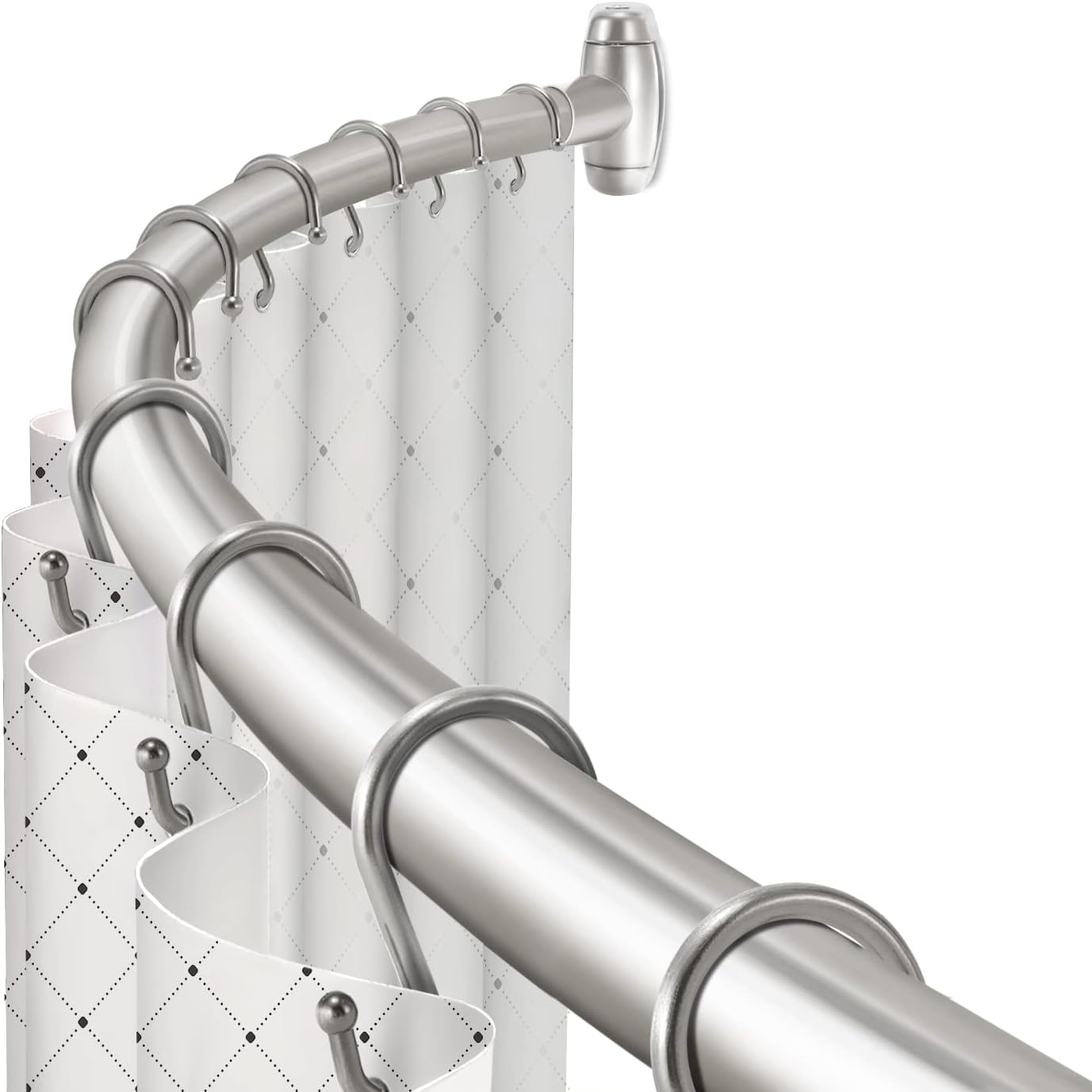 Curved Shower Curtain Rod for More Space in Your Bathroom