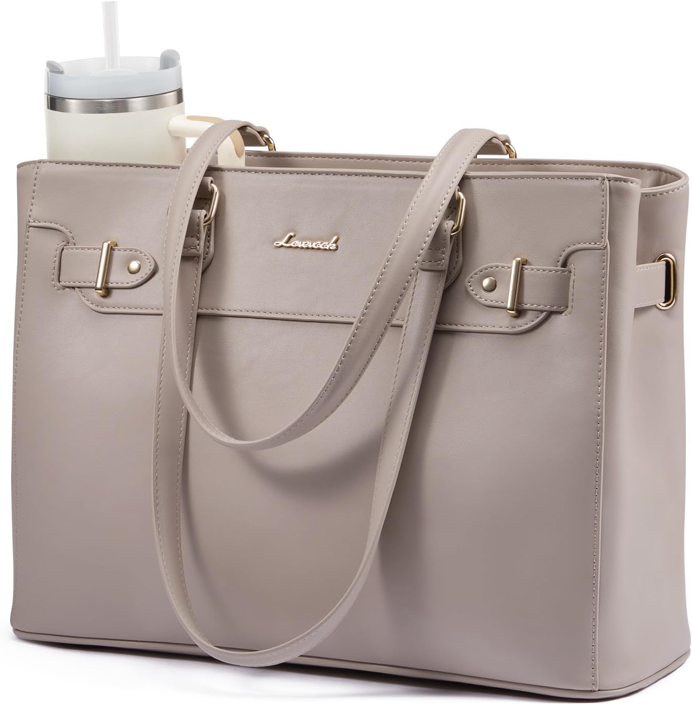 LOVEVOOK Laptop Tote Bag for Women with Large Cup Holder