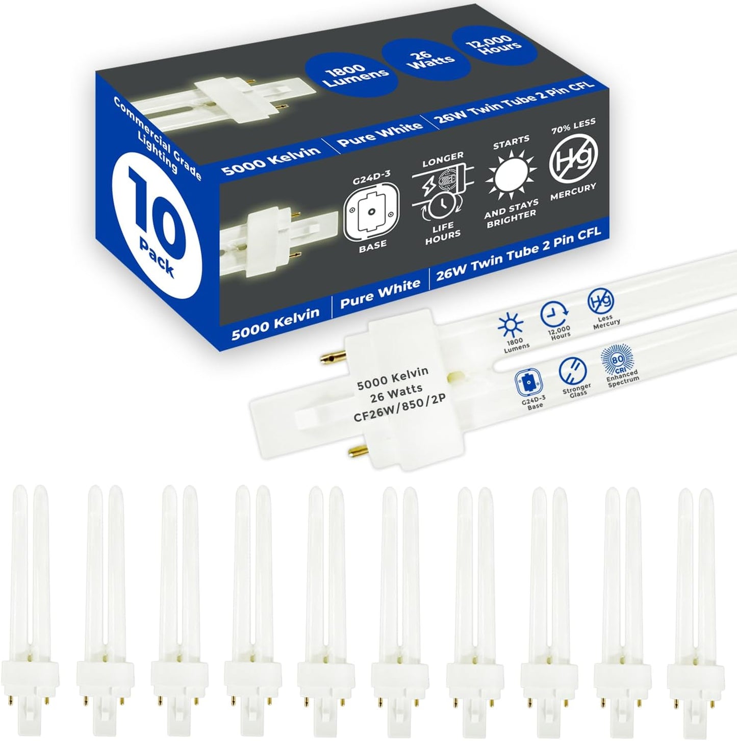 GoodBulb CFL PL 10 Pack Parent - Bright 5000K 26W Lighting