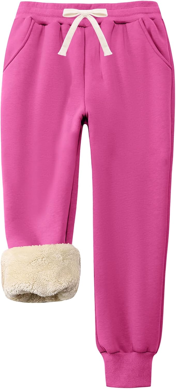 Flygo Boys Girls Fleece Pants for Winter Warmth and Comfort