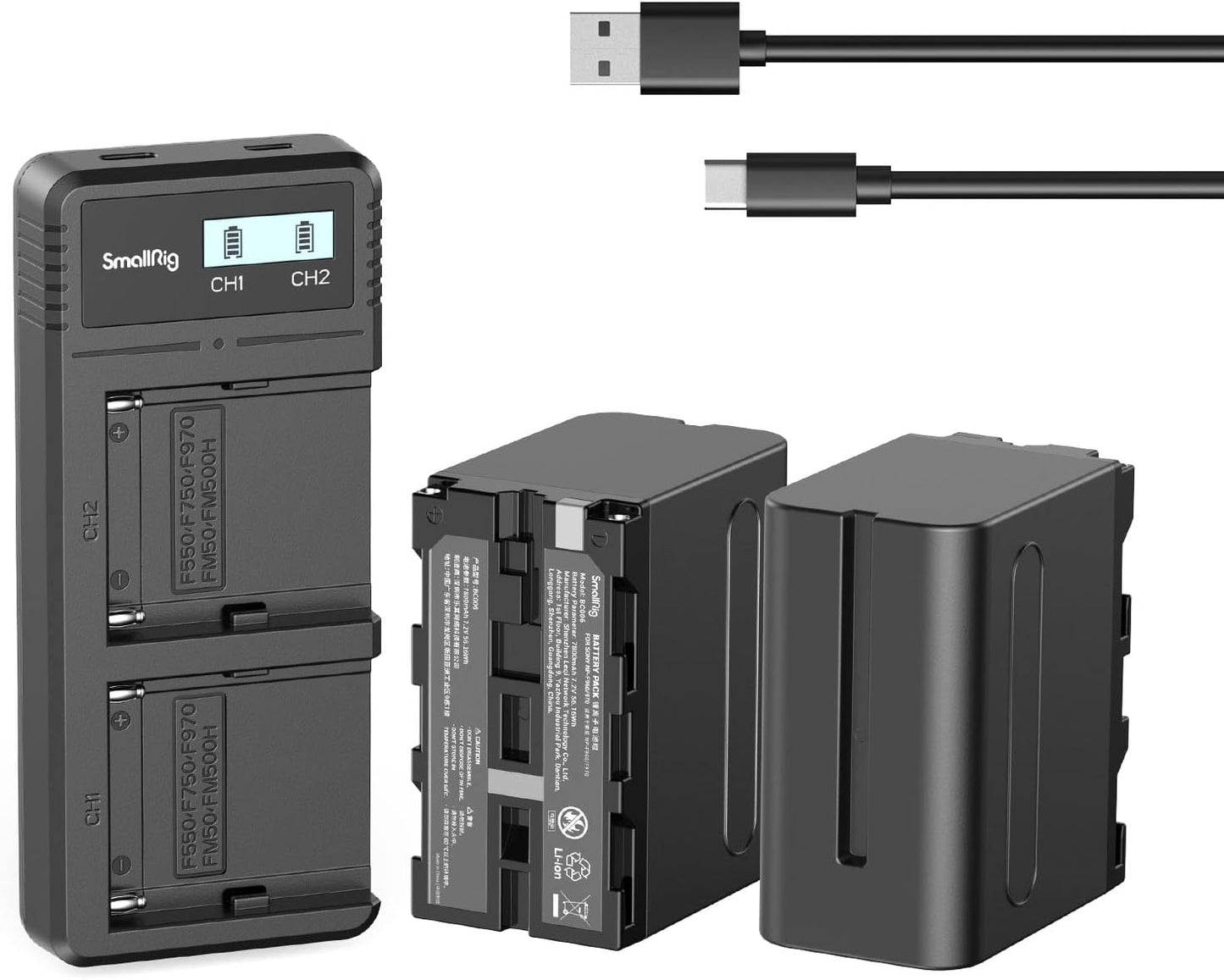 SmallRig 7800mAh Replacement Battery Charger Set for Sony Cameras