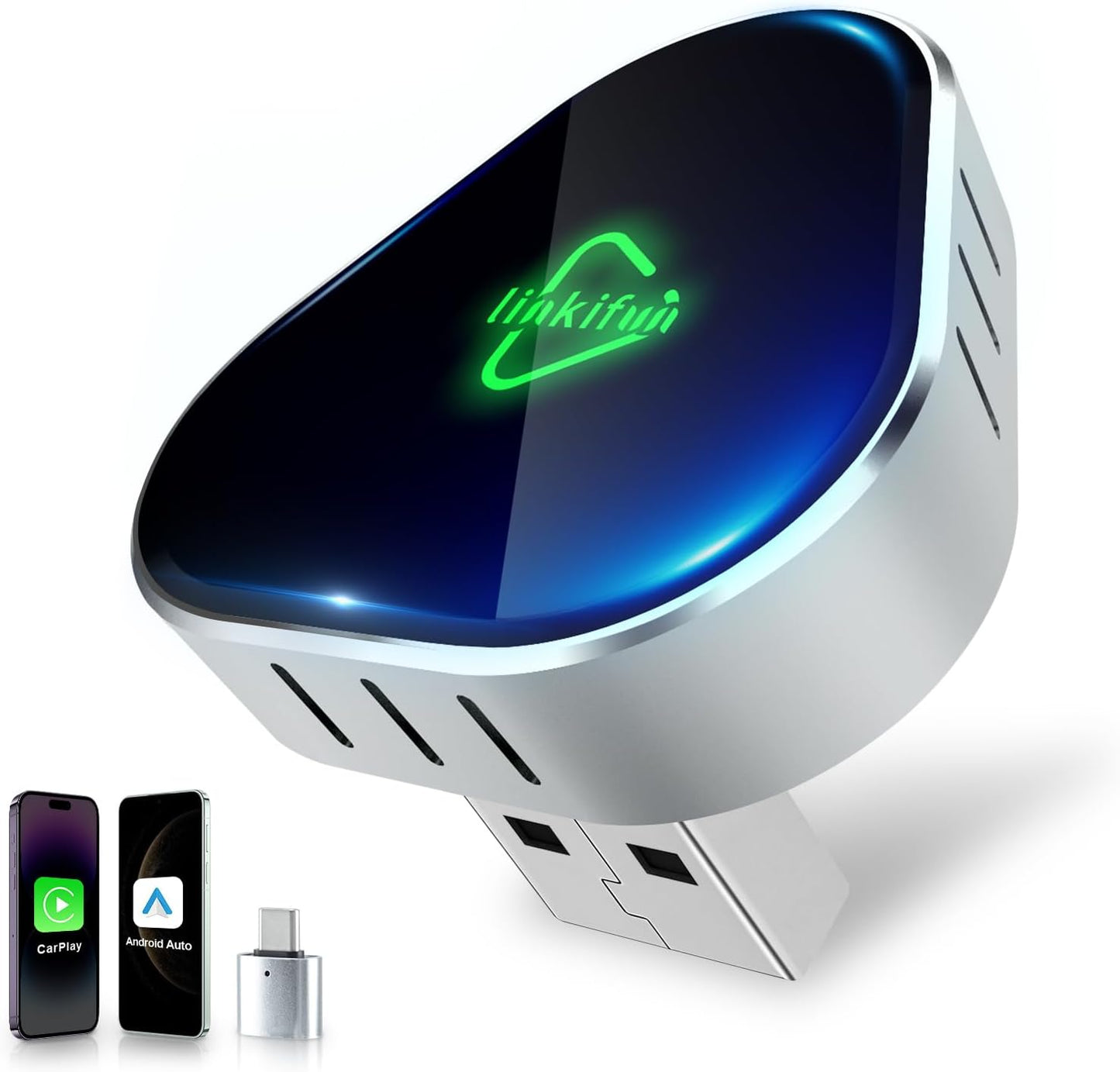 2 in 1 Mini Wireless Carplay Adapter for iPhone & Android Devices