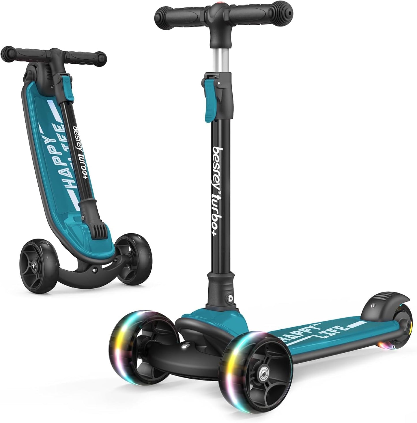 Besrey Kick Scooter for Kids Ages 3-10 with LED Light Wheels