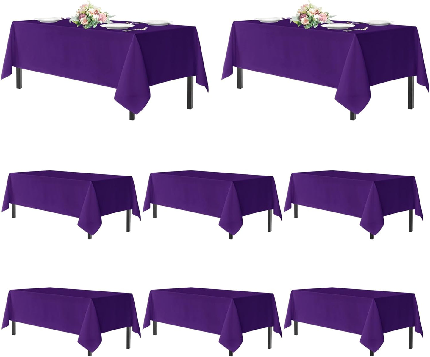Sancua Purple Tablecloths for 6 Foot Rectangle Tables, 8 Pack