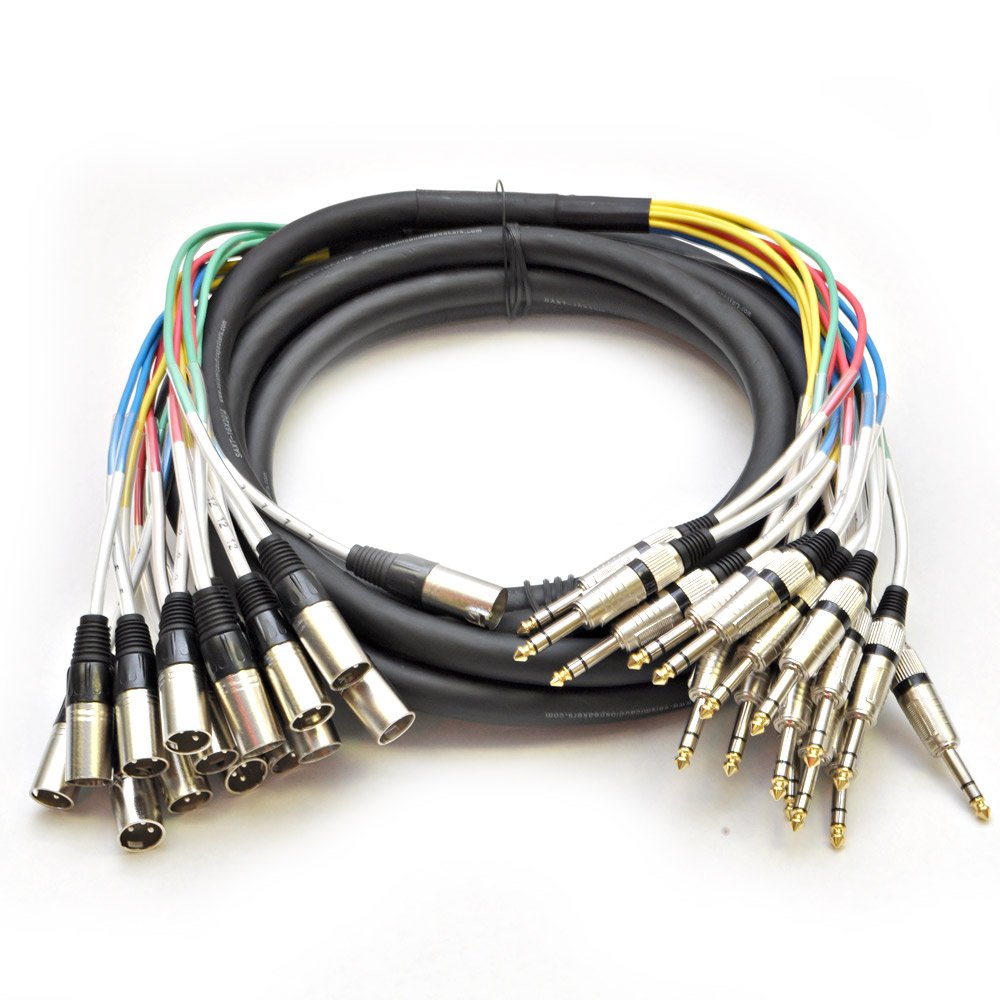 16 Channel 20ft XLR Male to 1/4in TRS Snake Cable for Audio