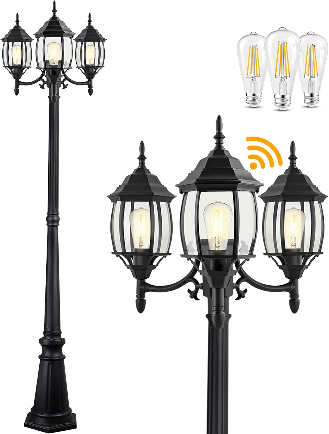 Dusk to Dawn Sensor Outdoor Lamp Post Light with 3 Heads