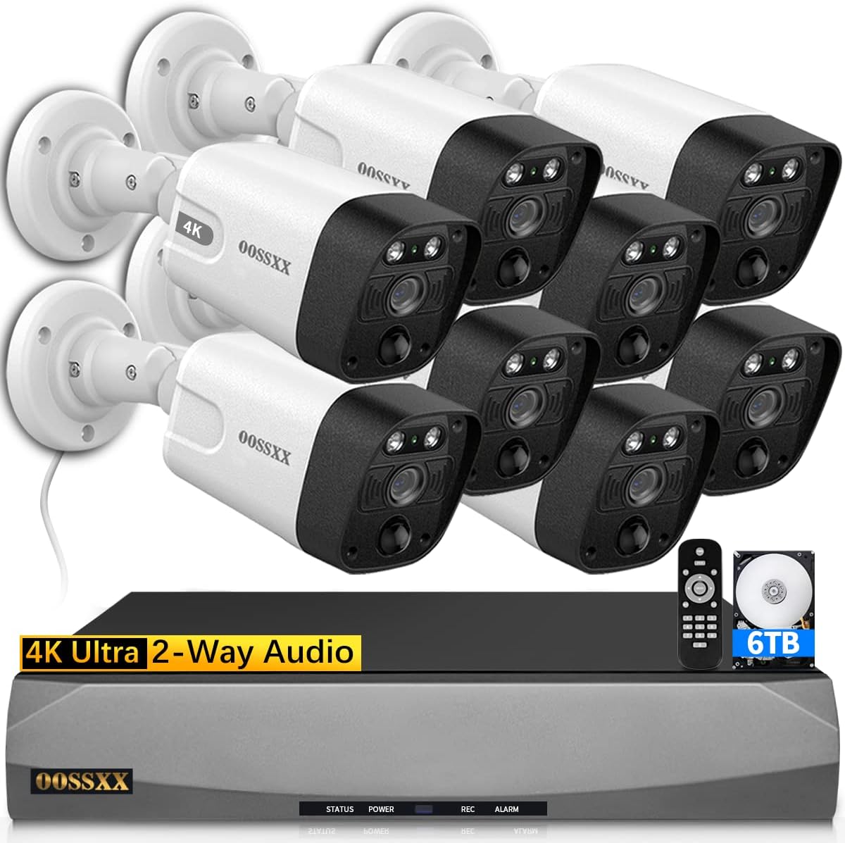 OOSSXX 4K Ultra HD Security Camera System with 90 Days Storage