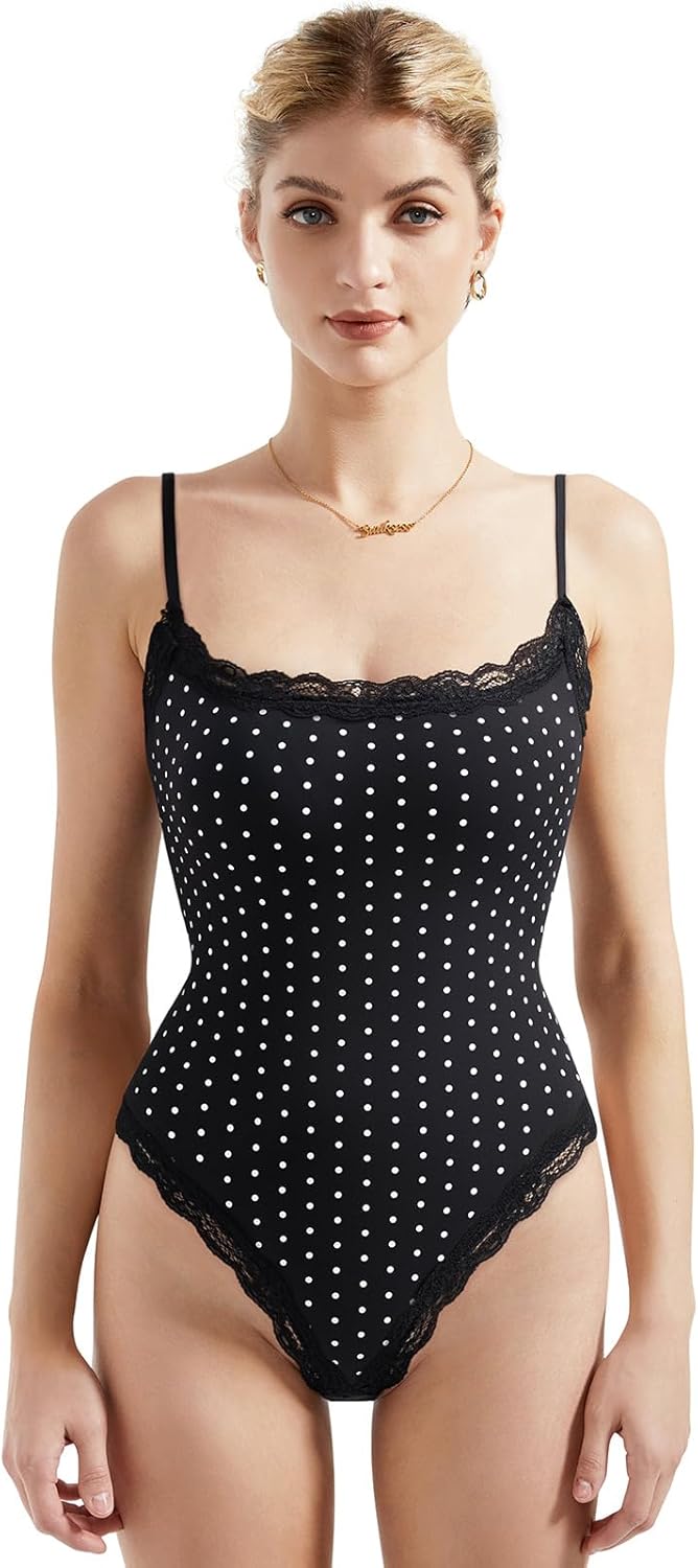 SUUKSESS Women Square Neck Lace Bodysuit for Stylish Looks