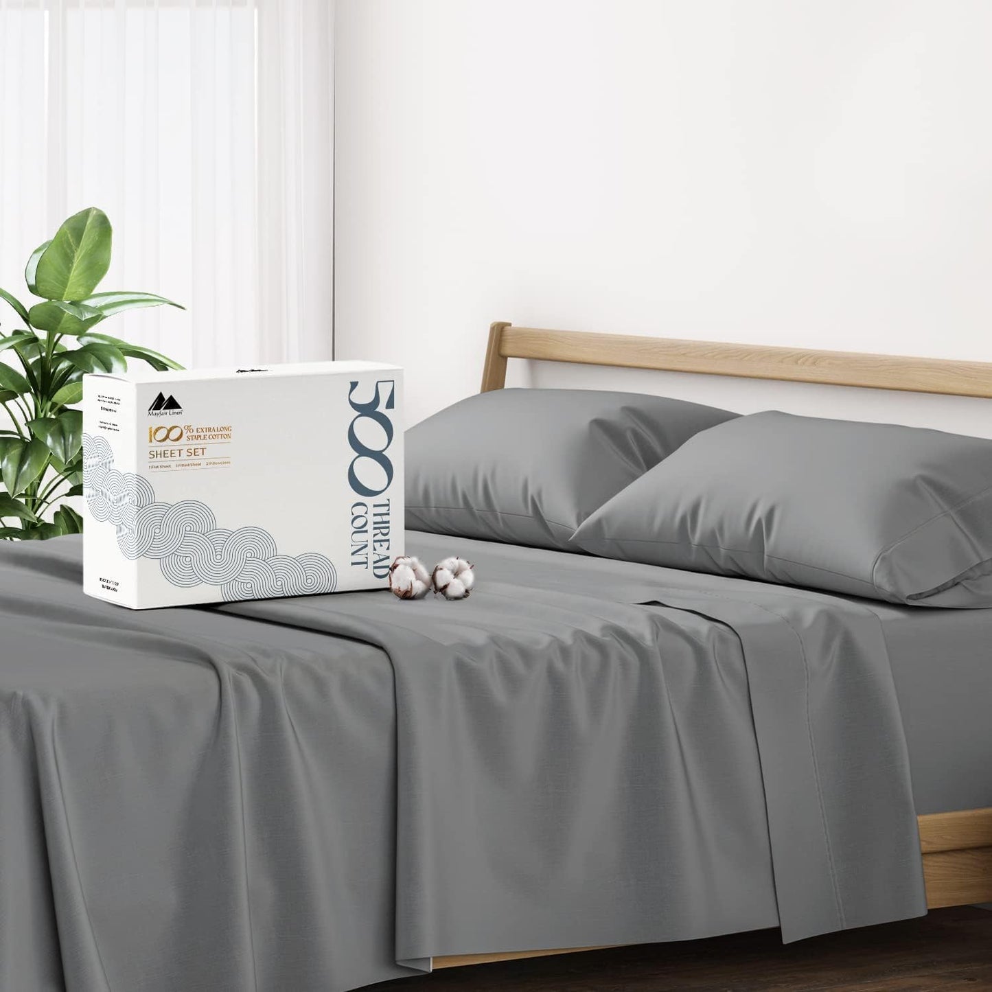 Mayfair Linen 100% Cotton Queen Sheet Set - 500 Thread Count
