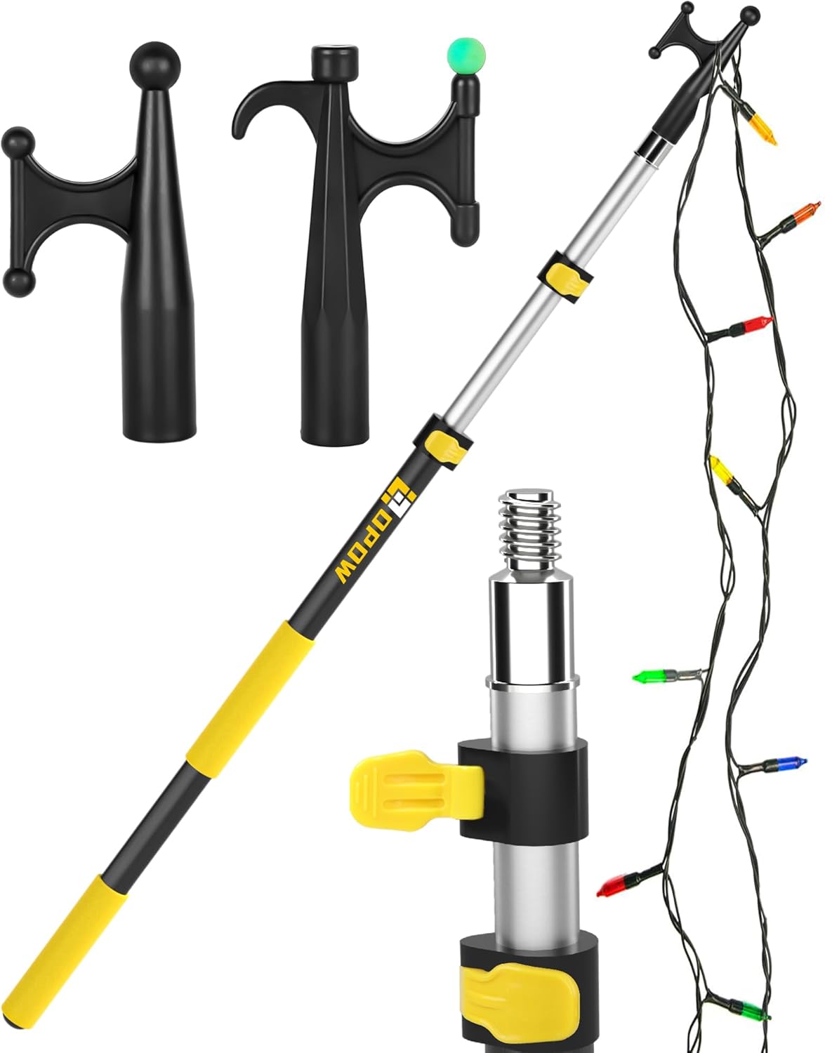 12FT Extension Pole with Utility Hook for Easy Light Installation